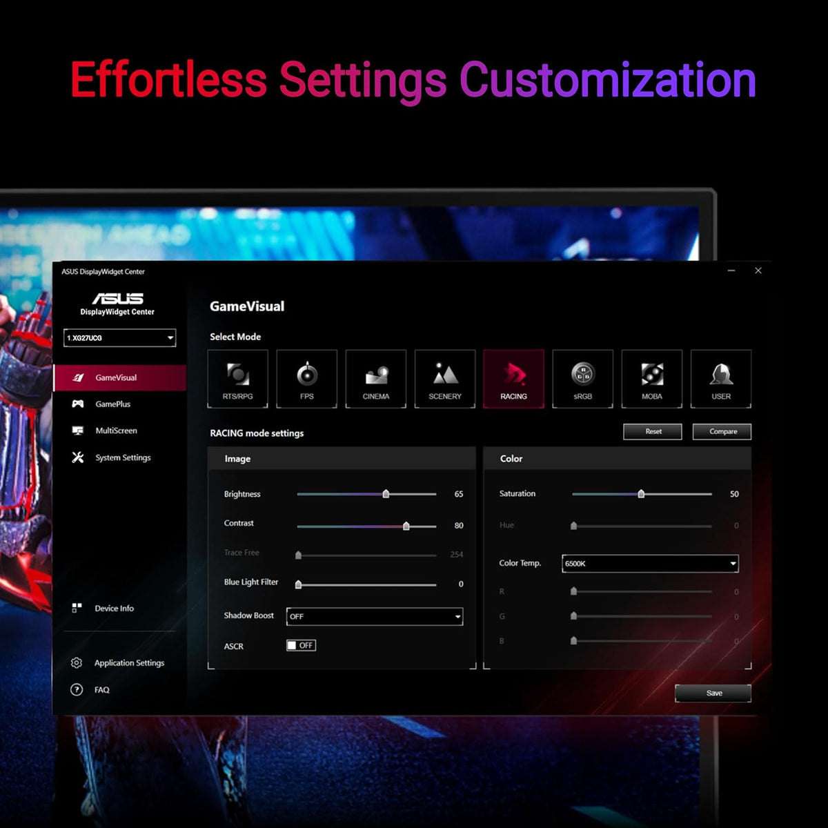 ASUS ROG Strix 27” 4K HDR USB-C Gaming Monitor (XG27UCG) – UHD (3840x2160) Dual Mode (4K 160Hz or FHD 320Hz), 1ms, Fast IPS, Extreme Low Motion Blur Sync, G-SYNC Compatible, AI Gaming, 3yr Warranty
