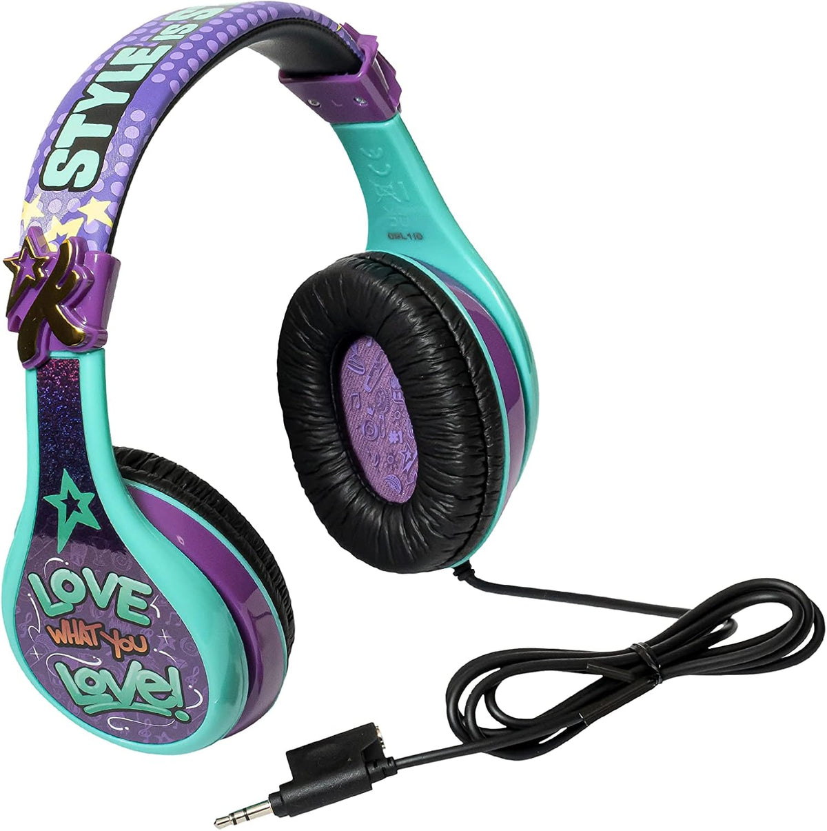 eKids Karmas World Wired Headphones for Kids, Tangle Free Stereo Headphones with Parental Volume Control, 3.5mm Jack