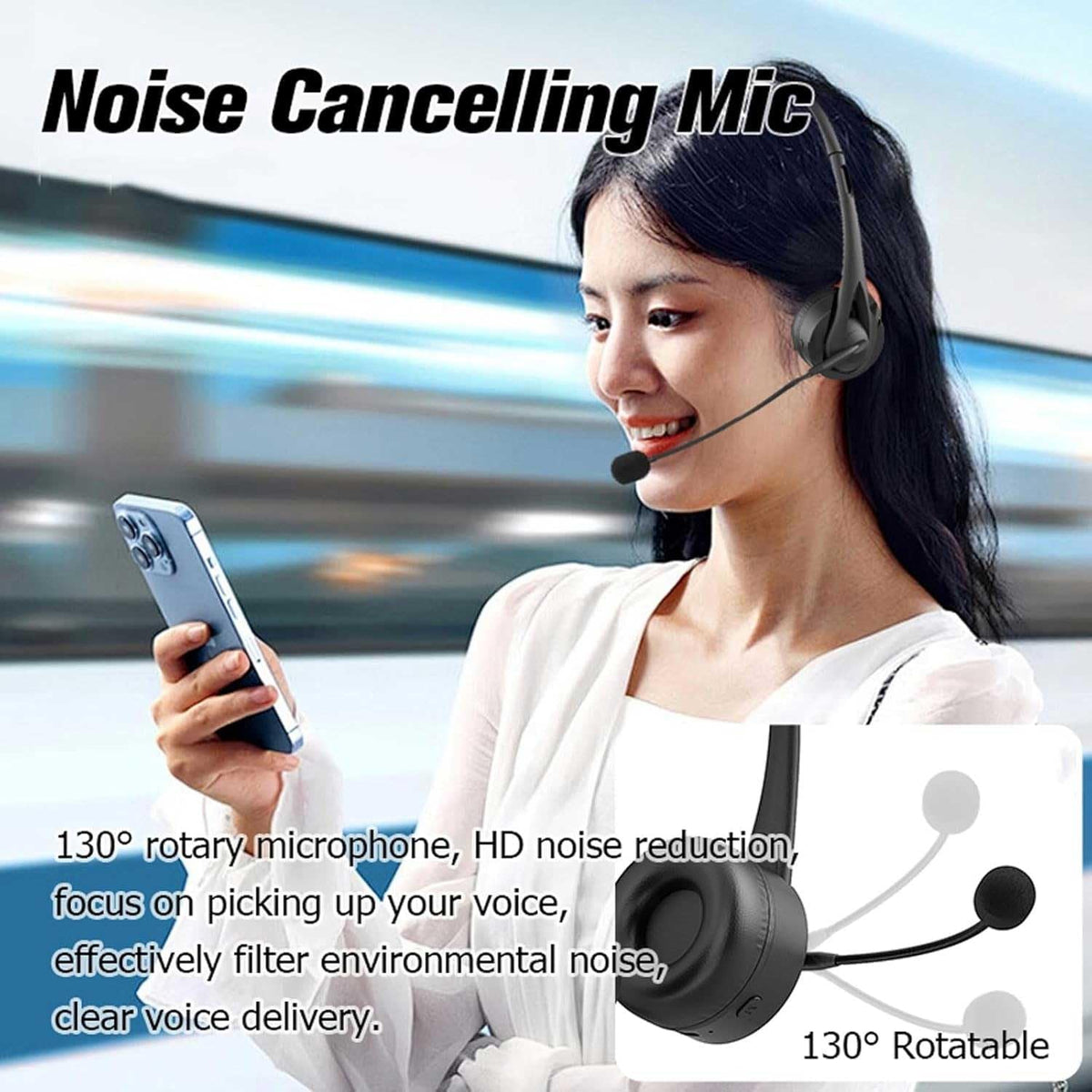 Wireless Headset Compatible with Google Pixel 10/Pro/Pro Fold/Pro XL - Mic Headphone Bluetooth Earphone Hands-Free Noise Isolation