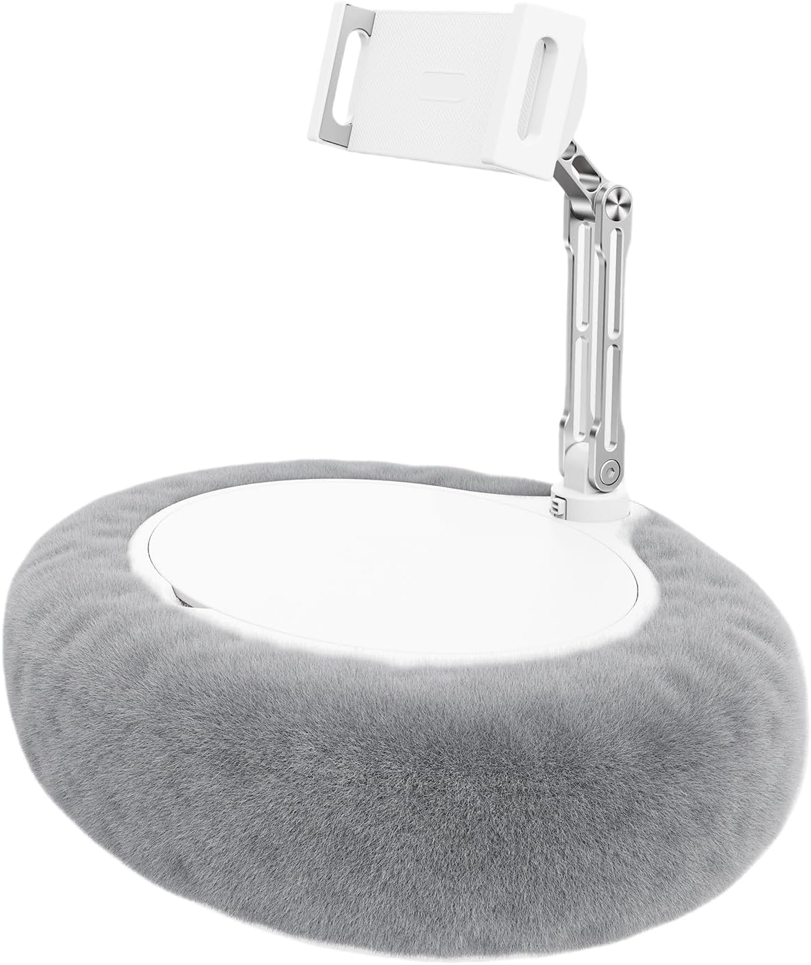 Pillow Stand Holder for Kindle Tablet iPad,Plush Mobile Phone Stand with a Snack Bowl with lid,Compatible with 4.7"-13" Phone, Tablet, iPad, iPhone, Google, Kindle, Samsung (Grey)