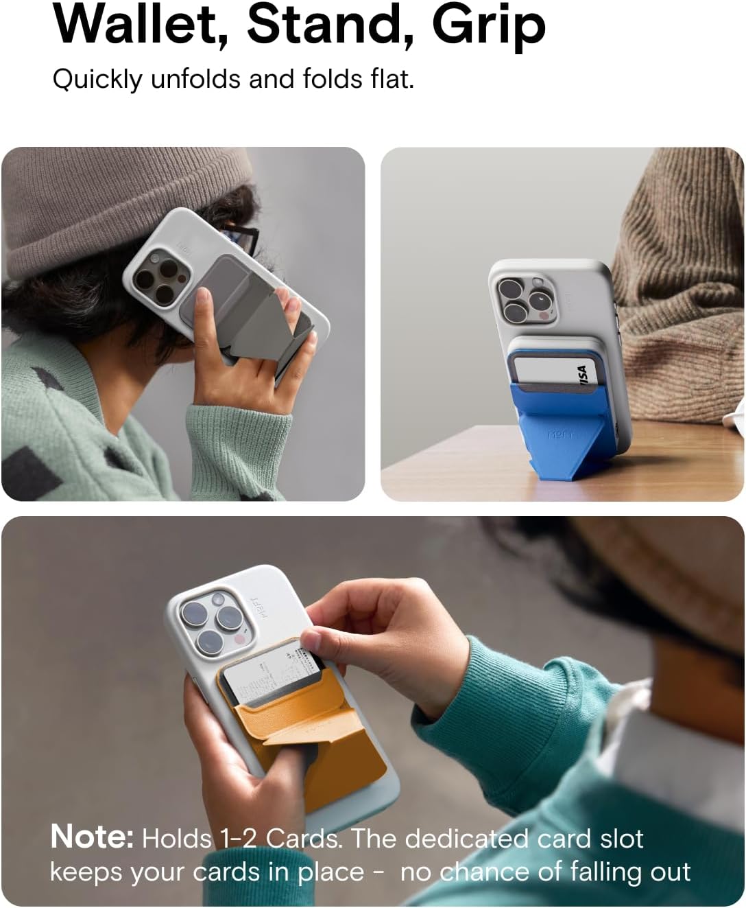 MOFT Magnetic Wallet Stand Compatible with iPhone 16/15/14/13/12 Series, Angle Adjustment & Magsafe Compatible MOVAS Phone Stand, Peony