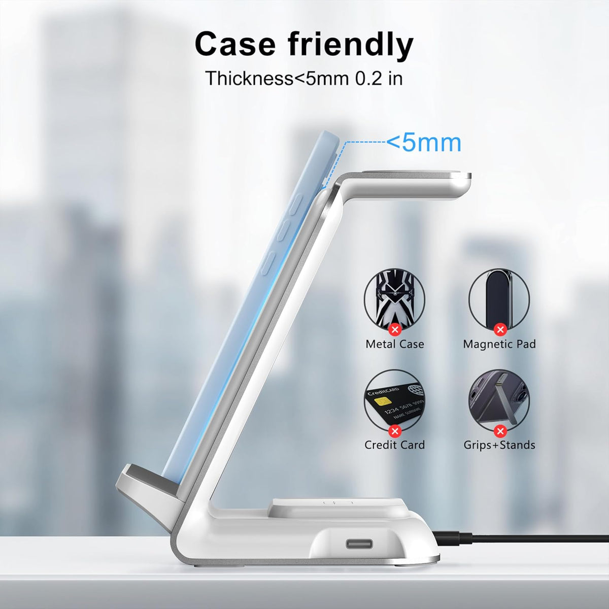 Wireless Charging Station for Samsung - Fast Charging Wireless Charger for Galaxy S23 Ultra/S23/S23+/Z Flip/Fold 5/4/3,