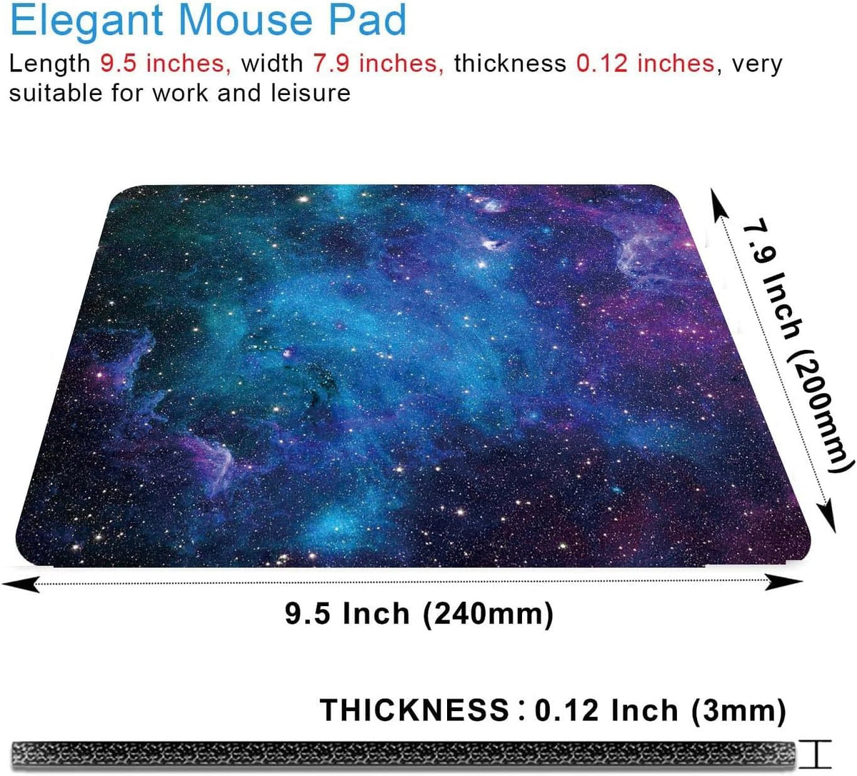 Gaming Mouse Pad,Galaxy Stars Mouse Pad,Mouse Mat Square Waterproof Mouse Pad Non-Slip Rubber Base Mousepad for Office Laptop, 9.5"x7.9"x0.12" Inch