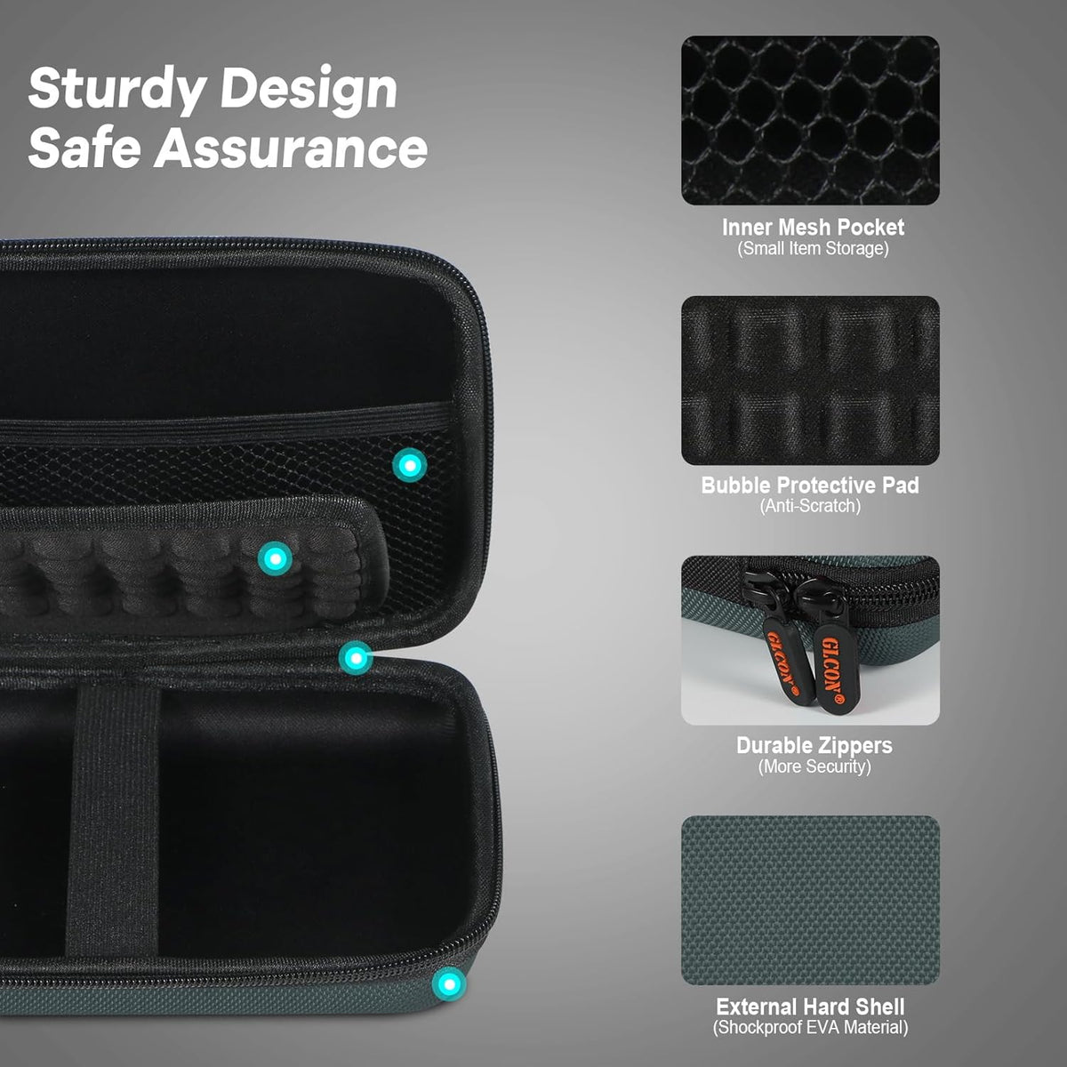 GLCON Shockproof Hard Shell Case - Large Electronic Organizer Carrying Case for External Hard Drive, Power Bank