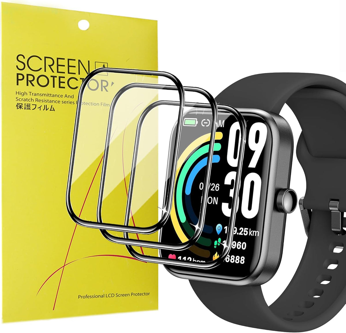 [3 PACK] 3D Full Coverage Screen Protector for TOZO S3 Smart Watch, Compatible with 1.83-inch Smart Watch