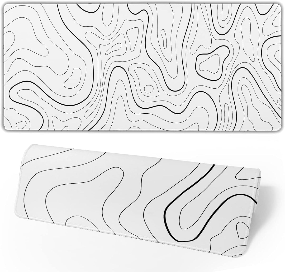 White Mouse Pad Large XL Gaming Mouse Pad for Desk Topographic Mouse Pad Desk Pad Gaming Mouse Pad White Desk Mat Extended Black and White White Topo Mousepad White Topographic Mouse Pad Full Size