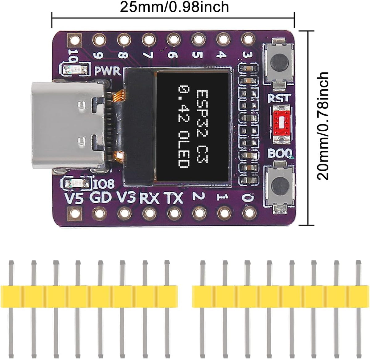 AITRIP 1PCS ESP32-C3 0.42-Inch OLED Development Board Ceramic Antenna Mini Development Board WiFi Bluetooth Screen