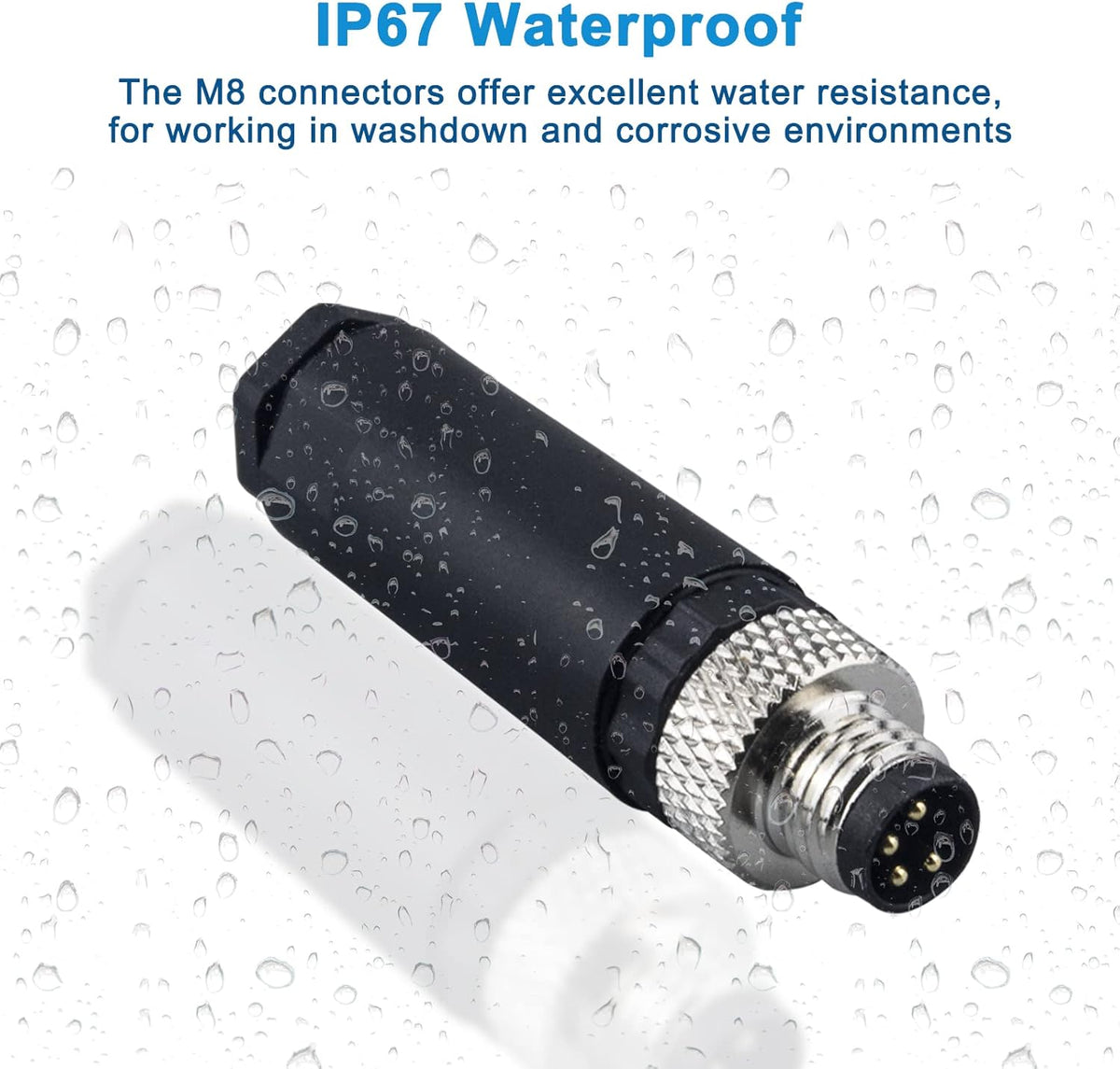 M8 4-Pin A Coding Female Circular Aviation Connector Plug, 8mm Waterproof Adapter, 4 Pack