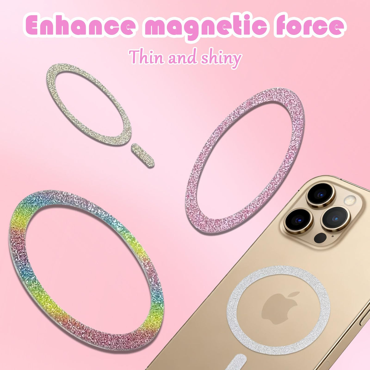 Universal Magnetic Rings (4 Pack) Magsafe Sticker Conversion Kit Compatible with iPhone 16/15/14/13/12 Series & All Phone Cases, for Wireless Charging
