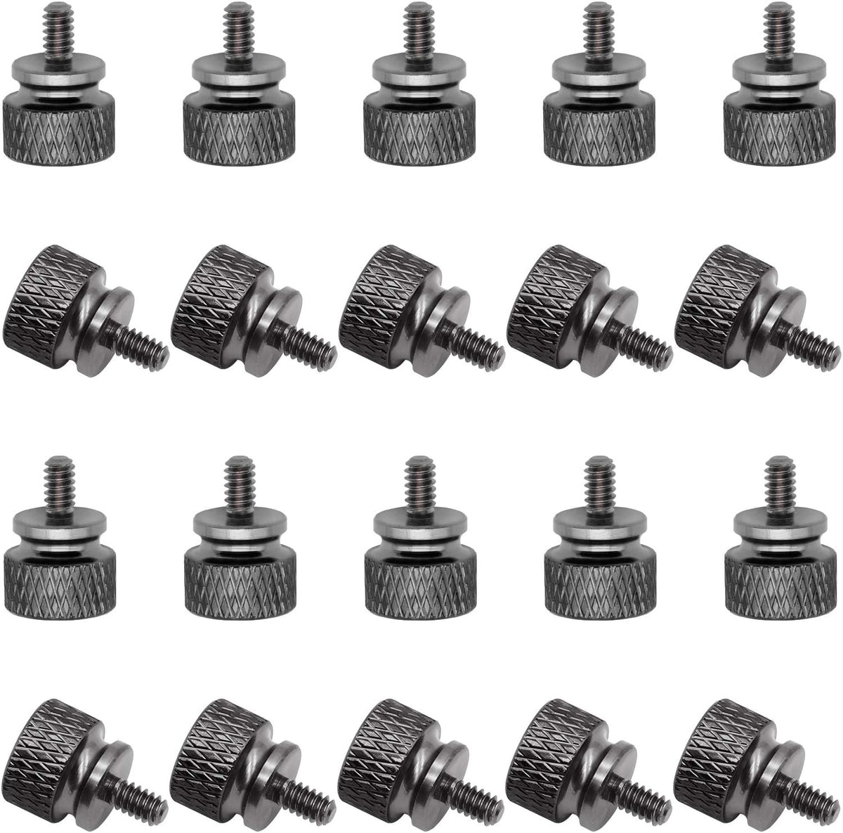 20 Pieces 6#-32 Computer Case Screws, Anodized Aluminum Thumbscrews, Fully Threaded Knurled Thumbscrews (Black)
