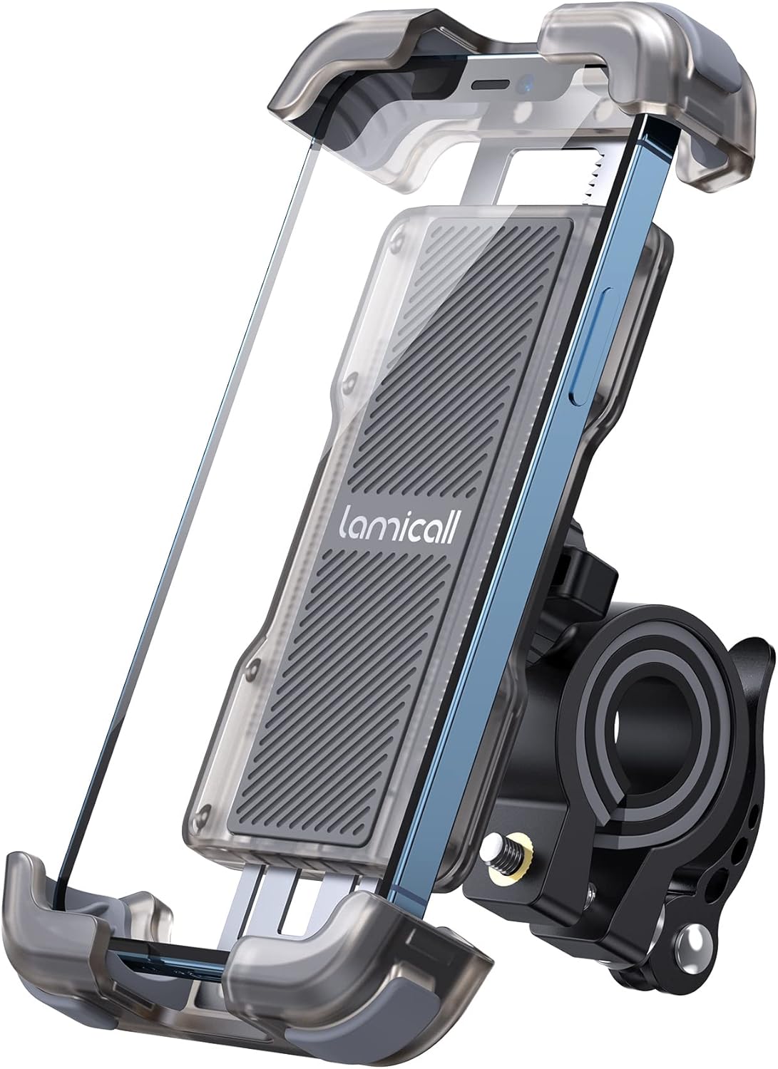 Lamicall Motorcycle Phone Mount, Bike Holder - Upgrade Cellphone Bike Holder, Bicycle Scooter Handlebar Phone Cradle Clip for iPhone 15 Pro Max/ 14, Galaxy S24, 4.7-6.8" Devices