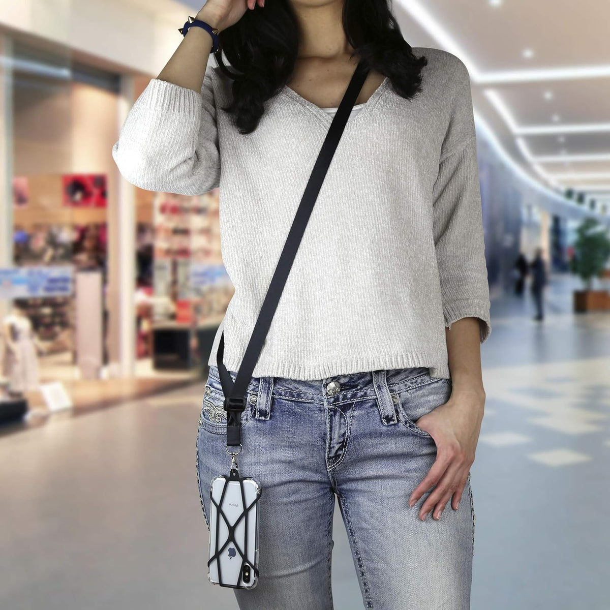 Gear Beast Universal Crossbody Cell Phone Lanyard Compatible with iPhone, Galaxy & Most Smartphones, Phone Case Holder & Cross Body Strap Black