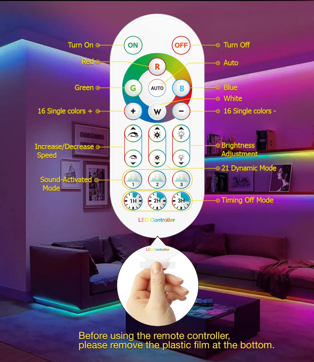Daymeet TV Led Backlight,13.1ft RGBIC LED Lights for TV USB TV Led Light Strip for 50-55 inch TV/Monitor Behind Lighting, Rainbow Color Led TV Lights