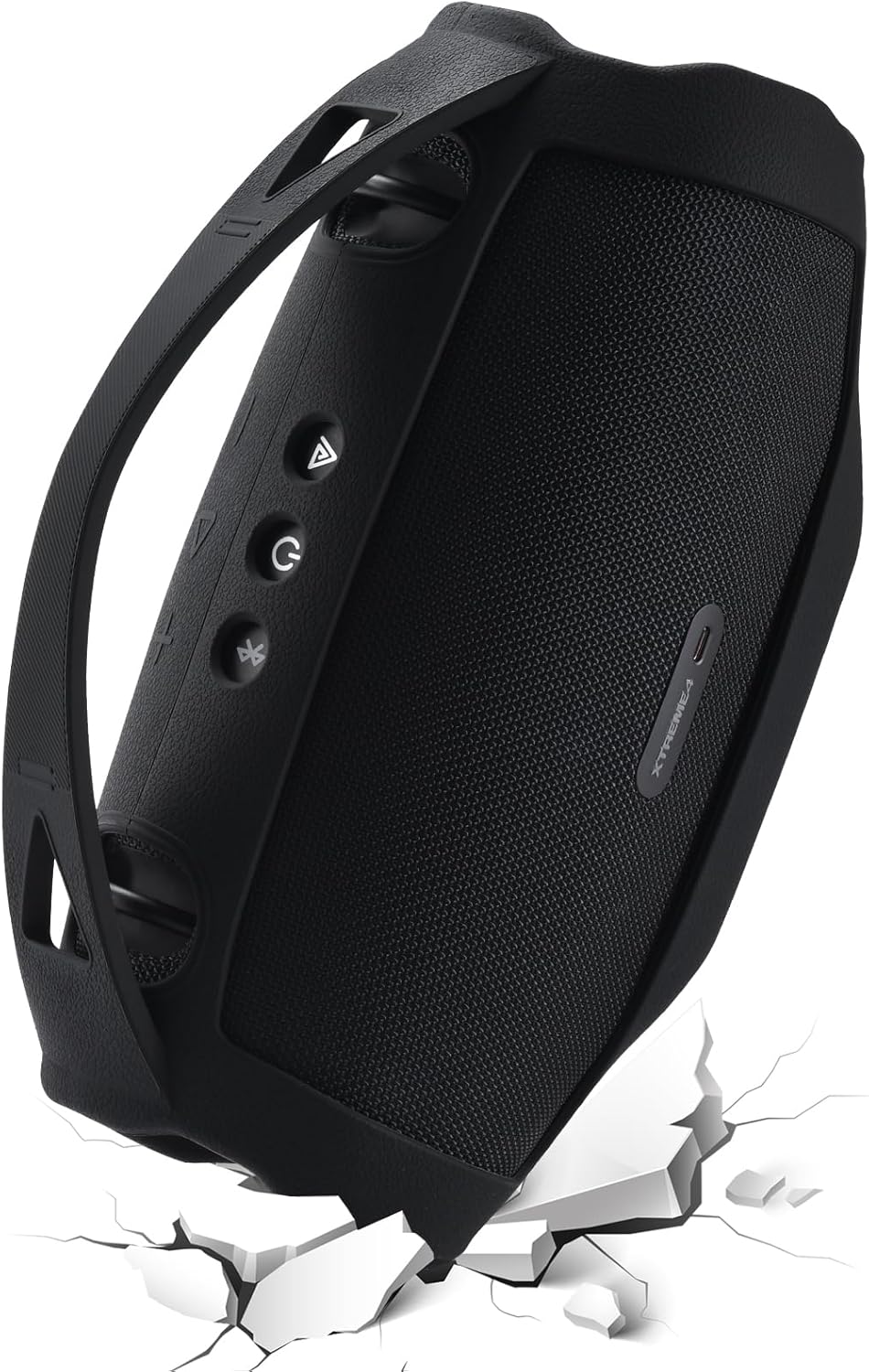 Silicone Cover Case for JBL Xtreme 4 Portable Bluetooth Speaker, Waterproof Soft Skin Protective Case - Black