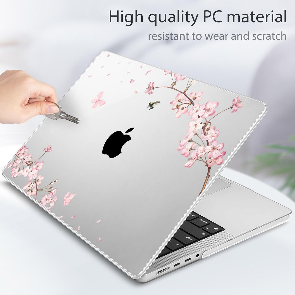Tuiklol for M4 MacBook Pro 14 Inch Case 2024-2021 Release A3112 A3401 A3185, M3 A2918 A2992/M2 A2779/M1 A2442 Pro/Max Chip,Hard Shell Case with Screen Protector for Touch ID, Plum Blossom