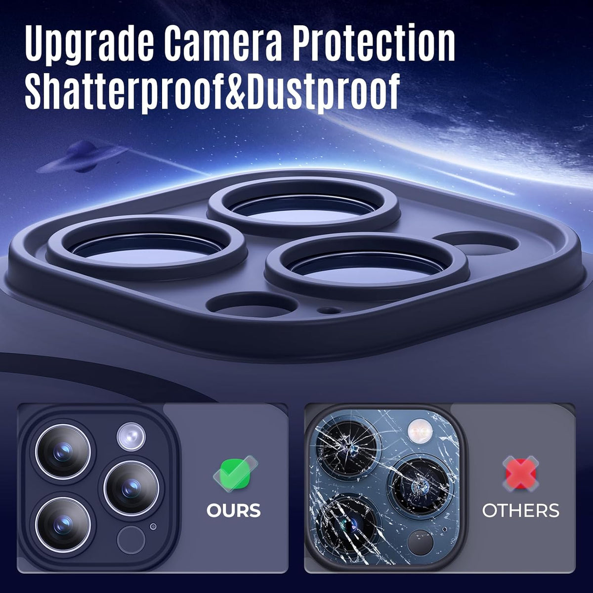 Designed for iPhone 12 Pro Case, Compatible with MagSafe, with Privacy Screen Protectors X2, [Camera Protection] [15FT Military Drop Protection] Shockproof Phone Case, 6.1", Navy Blue