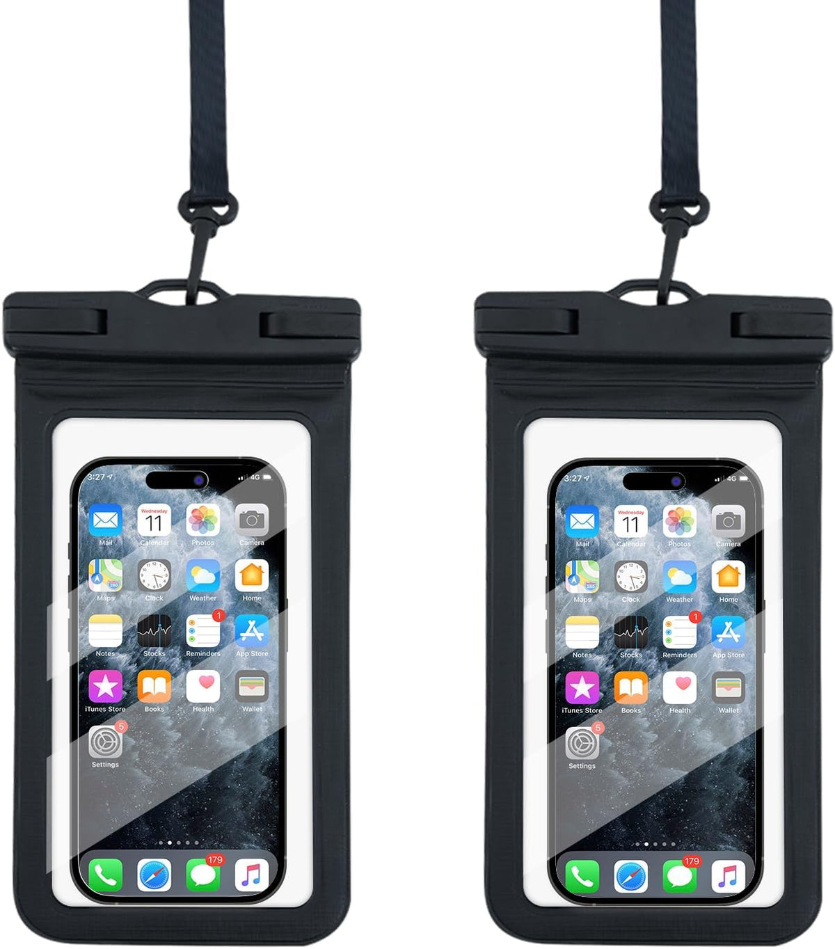 Waterproof Phone Pouch Floating, Transparent PVC Phone Case, 2 Pack Protector for iPhone 15 14 13 12 11 Pro Max Plus XS