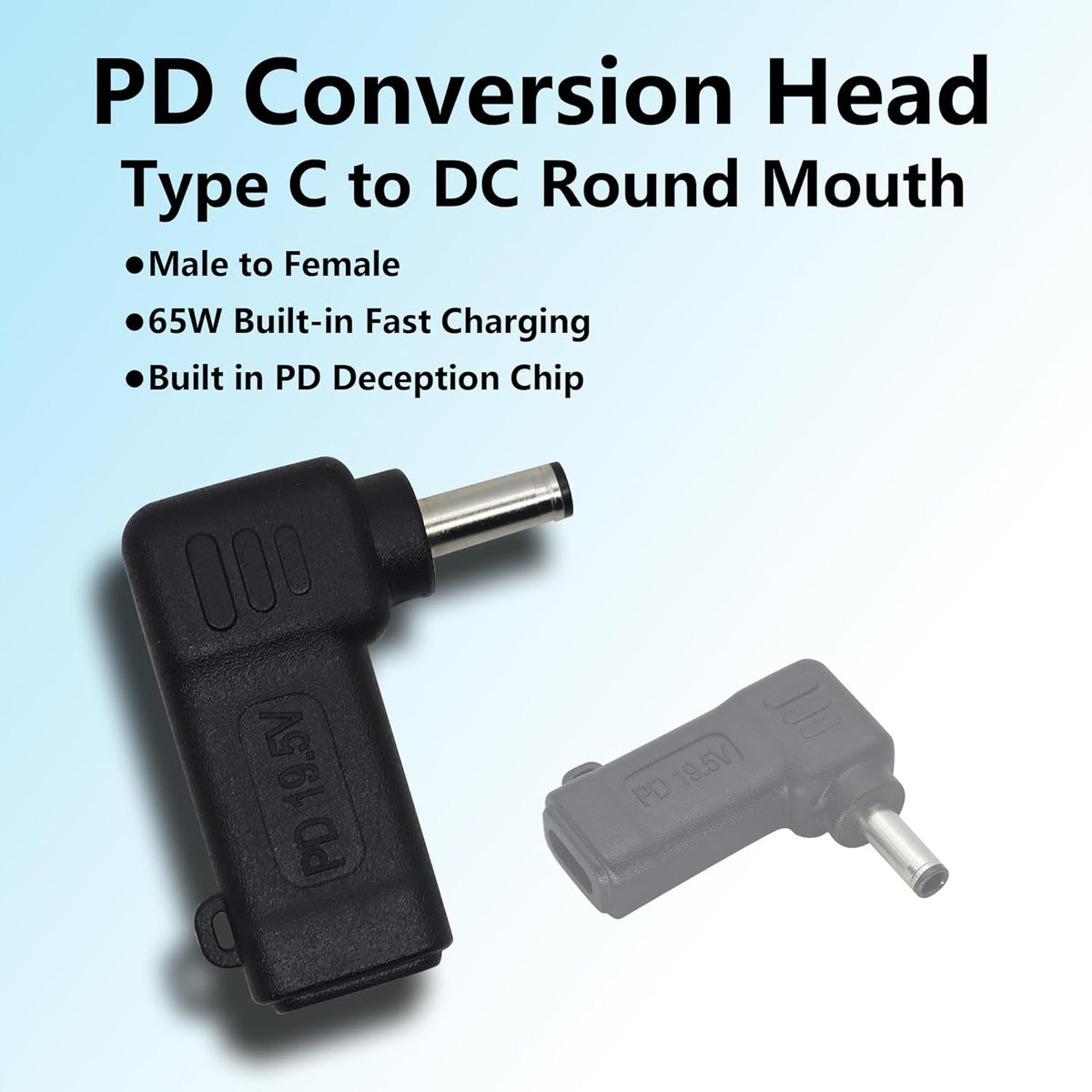 90W PD Power Charger Connector Adapter USB C to 4.5mm Laptop Charging Adapter Type C Female to DC 4.5 x 3.0mm Male Plug PD Power Charger Connector for H-P/De-ll[DP-4530]