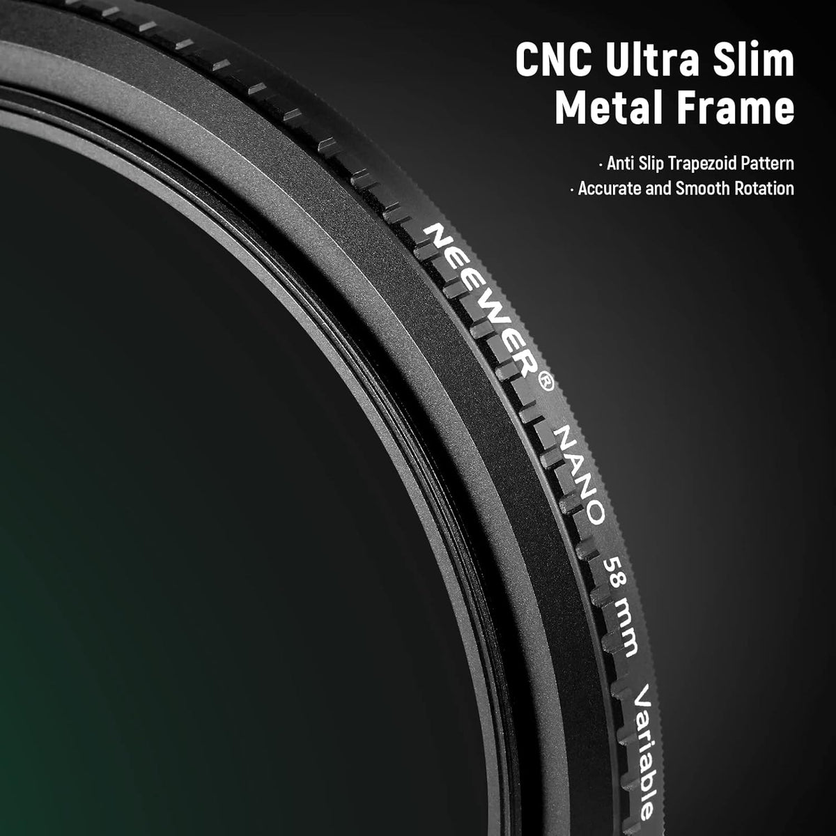 NEEWER 58mm Variable ND Filter, ND8-ND128, Ultra-Slim HD Filter with 30 Multi-Layer Nano Coatings, Waterproof