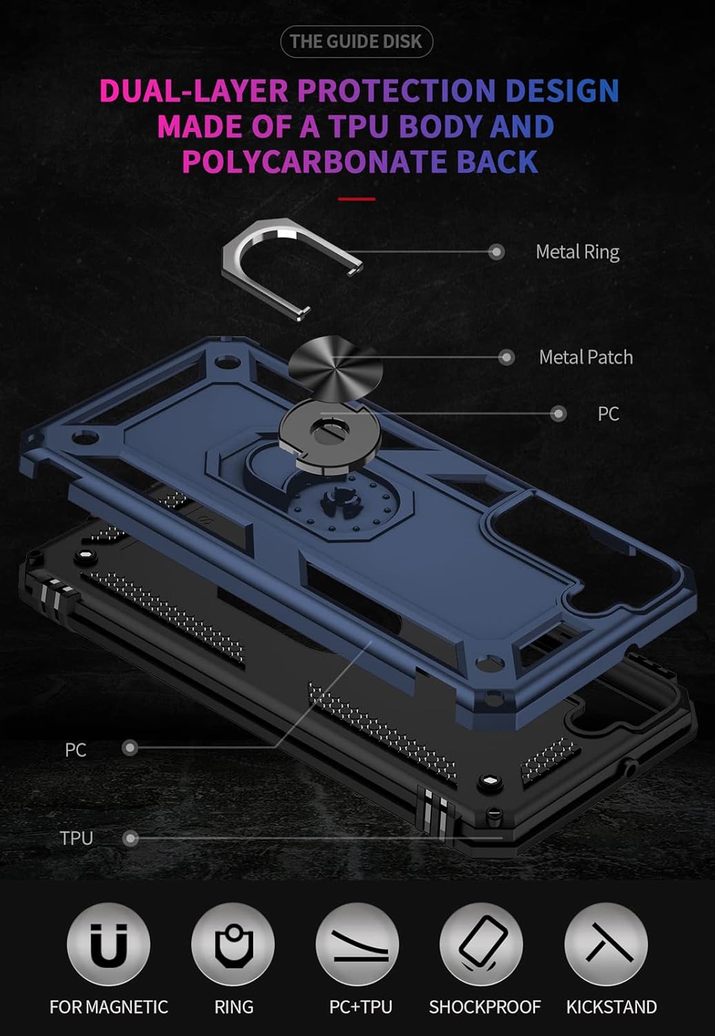 Samsung Galaxy S22 Plus Case with Screen Protector, [Military Grade] 16ft Drop Tested Cover with Magnetic Kickstand,