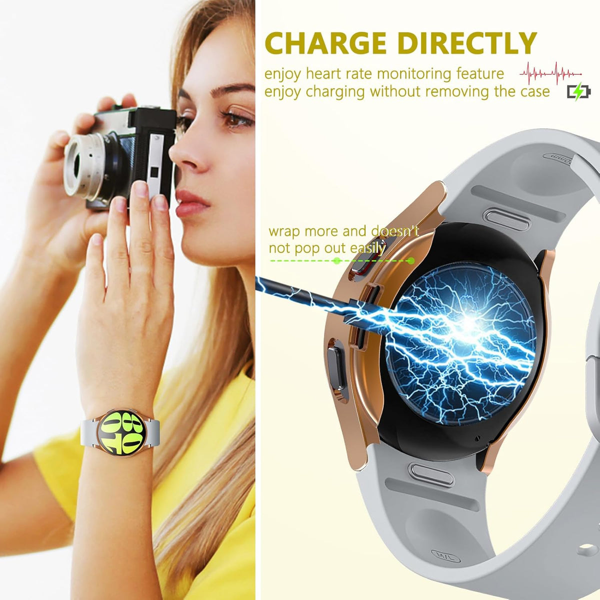 4 Pack Screen Protector Case for Samsung Galaxy Watch 6, 40mm 44mm, Soft TPU Plated Protective Cover, Scratch Resistant