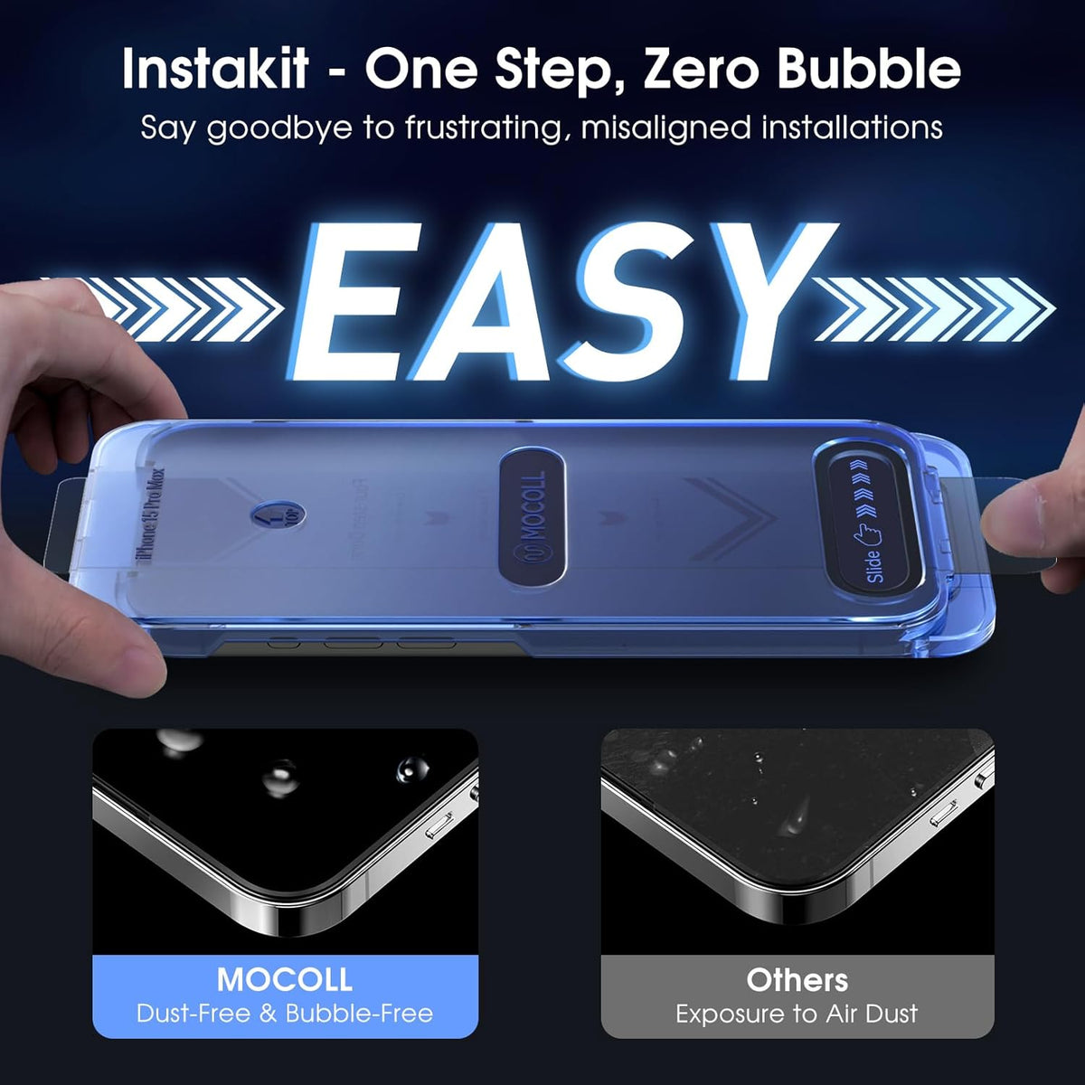 MOCOLL Privacy Screen Protector for iPhone 15 Pro, ?Anti-spy??Dust-Free Kit??Speaker Mesh?Military Grade Tempered