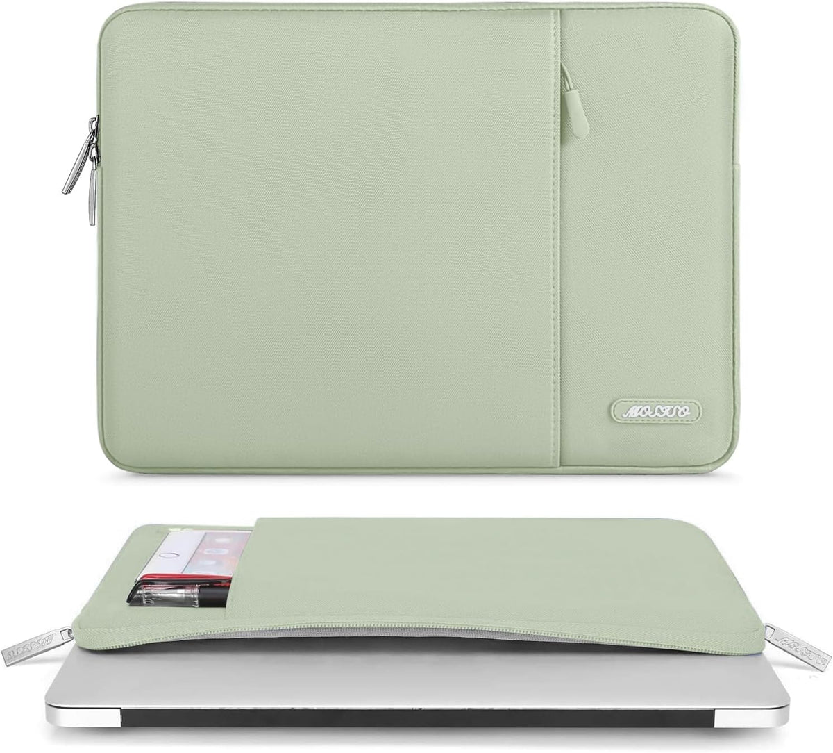 MOSISO Laptop Case 15 inch, 15 inch Laptop Sleeve Compatible with MacBook Air 15 M4 A3241 M3 A3114 M2 A2941 2025 2024 2023,Dell XPS 15,Polyester Vertical Computer Sleeve Bag with Pocket, Sage Green