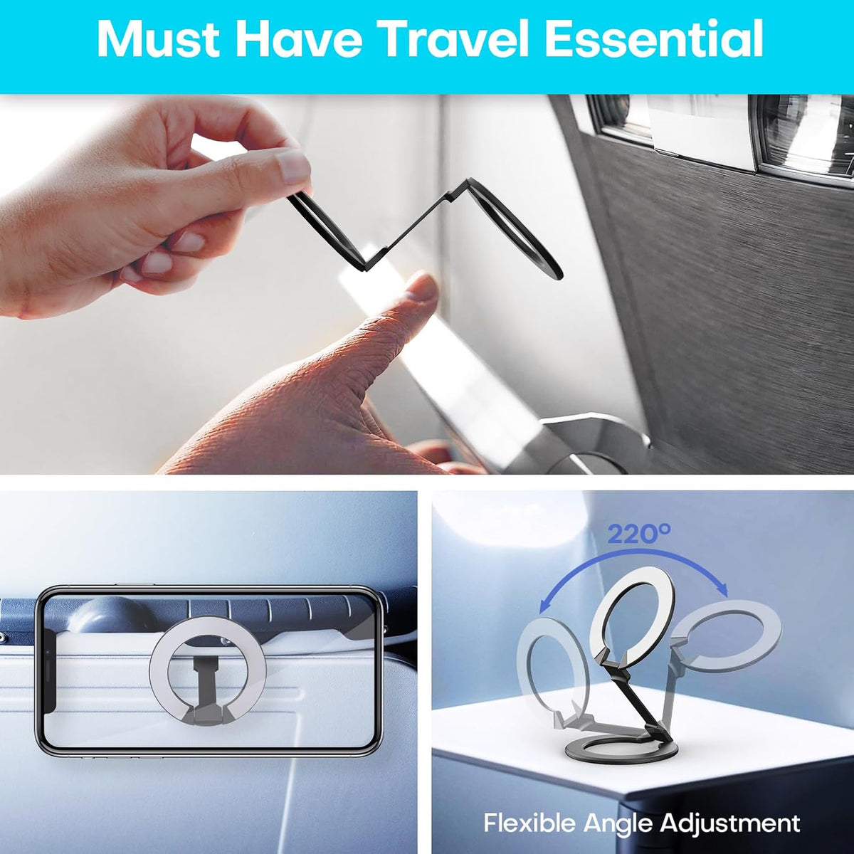 Mini Airplane Magnetic Phone Holder MagSafe Compatible Magnetic Travel Phone Mount Must-Have Long Flight Accessories Travel Essentials