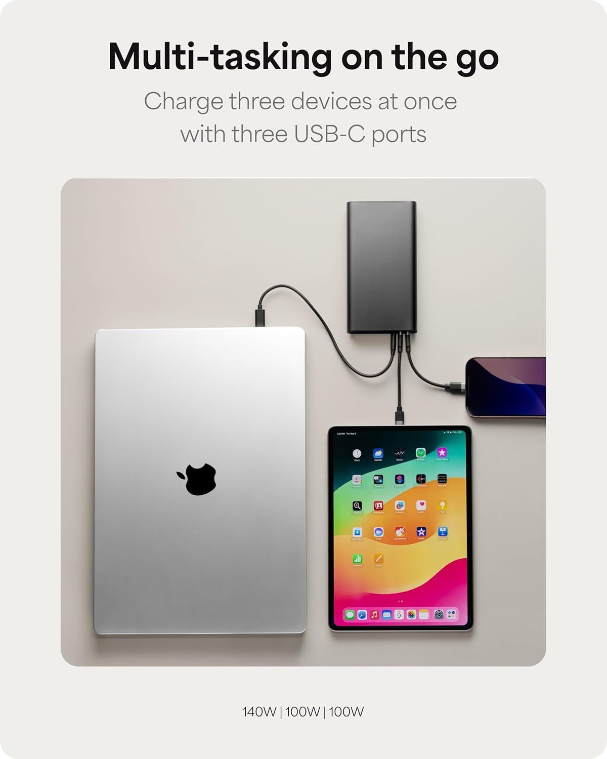 Mophie Powerstation Ultra 25,000mAh Laptop Power Bank (Gen 3) – 140W USB-C PD Fast Charging, Portable Charger for iPhone, iPad, MacBook Pro, Steam Deck, Nintendo Switch – Includes USB-C Cable