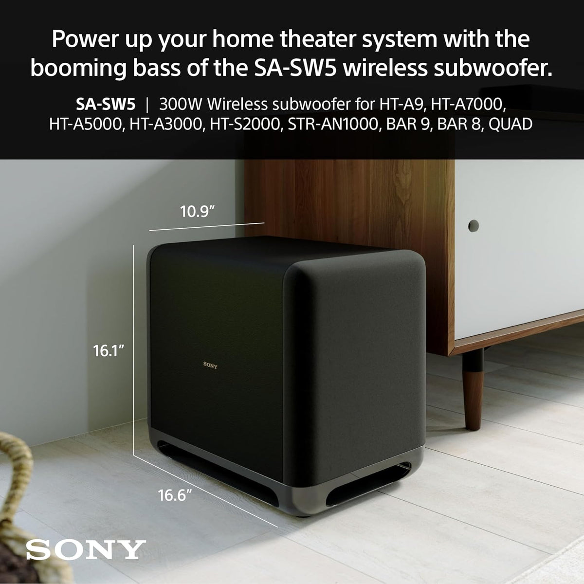 Sony BRAVIA Theater Bar 8 Sound Bar, SA-SW5 Wireless Subwoofer, and SA-RS5 Wireless Rear Speakers with Built-in Battery