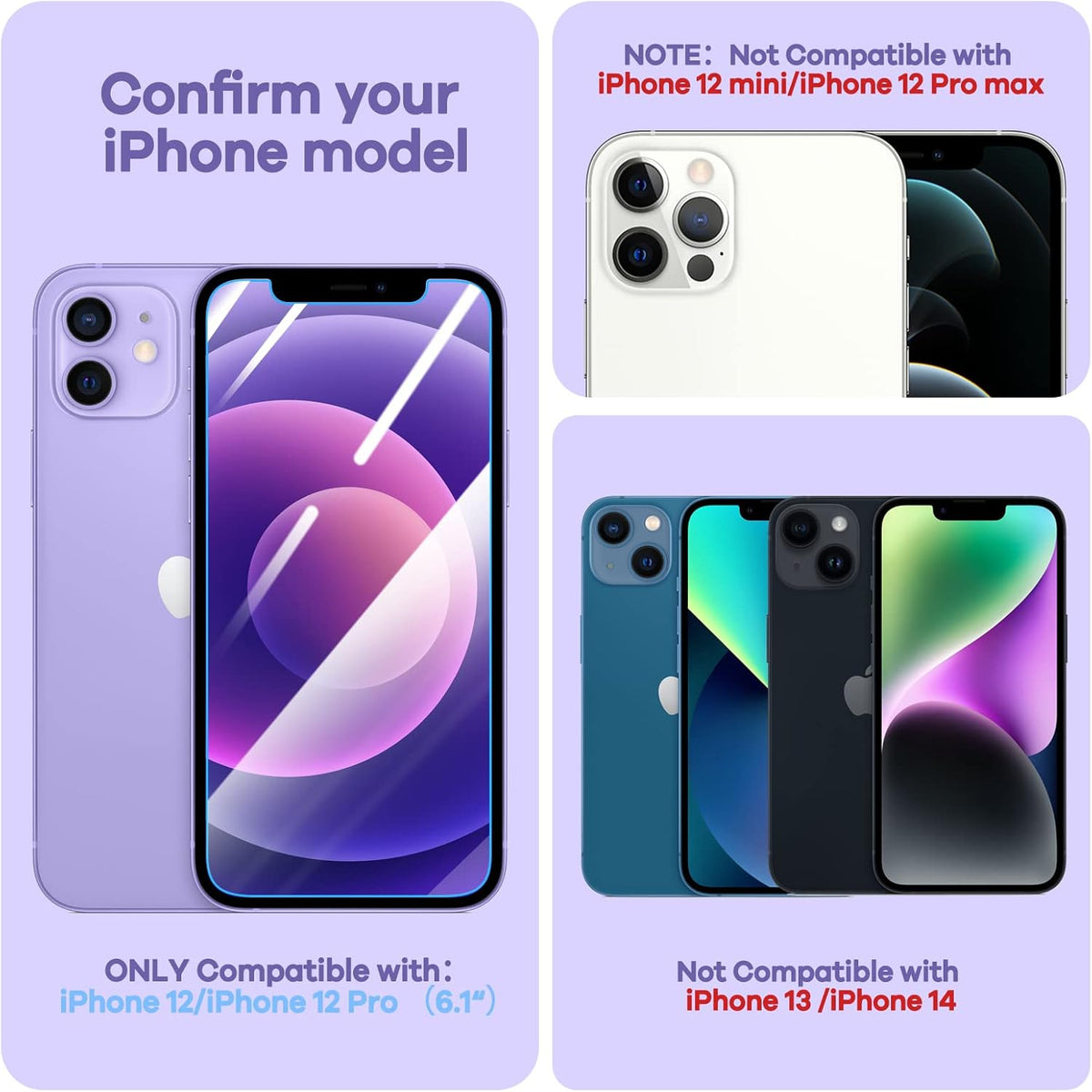ORIbox 3-Pack Glass Screen Protector for iPhone 12 & 12 Pro, HD Clear, Anti-Scratch, Eye-Protection Tempered Glass.