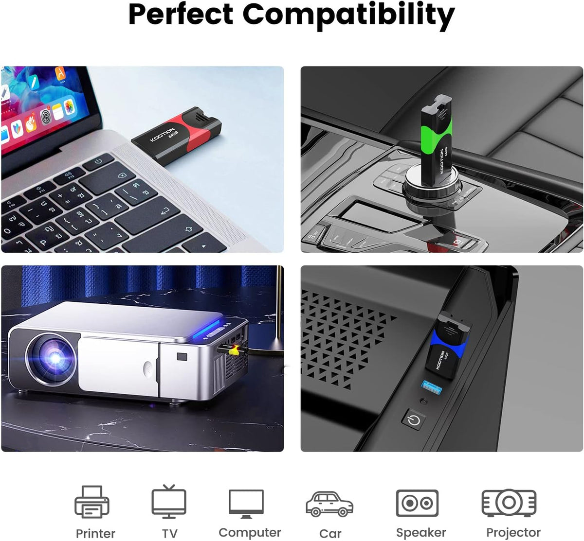 64GB USB 3.0 Flash Drive 10 Pack KOOTION USB 3.0 Thumb Drive Retractable 64G Zip Drive Ultra High Speed USB Stick Jump Drive Rugged Memory Stick with LED Indicator for Data Storage and Transfer