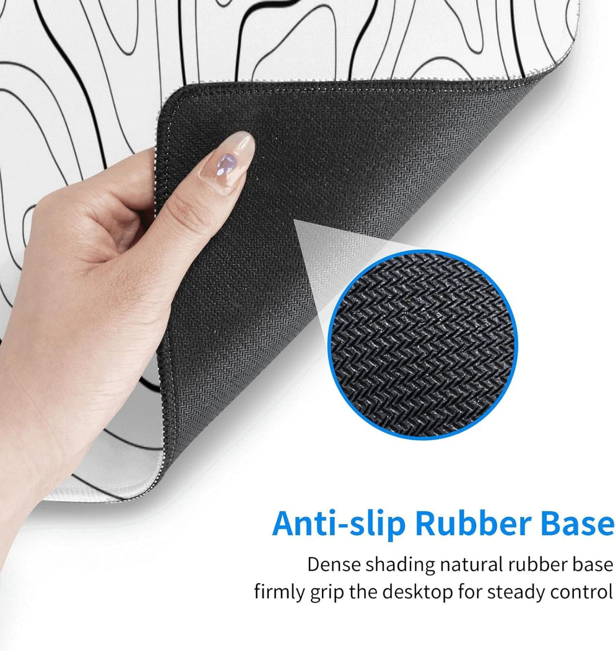 White Mouse Pad Large XL Gaming Mouse Pad for Desk Topographic Mouse Pad Desk Pad Gaming Mouse Pad White Desk Mat Extended Black and White White Topo Mousepad White Topographic Mouse Pad Full Size