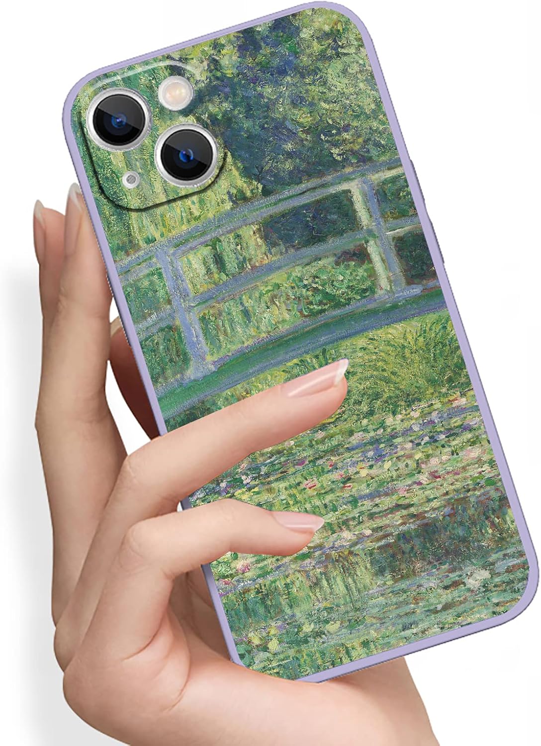 iPhone 14 Plus Protective Case, Water Lilies and Japanese Bridge by Monet Green Modern Fine Art Cover