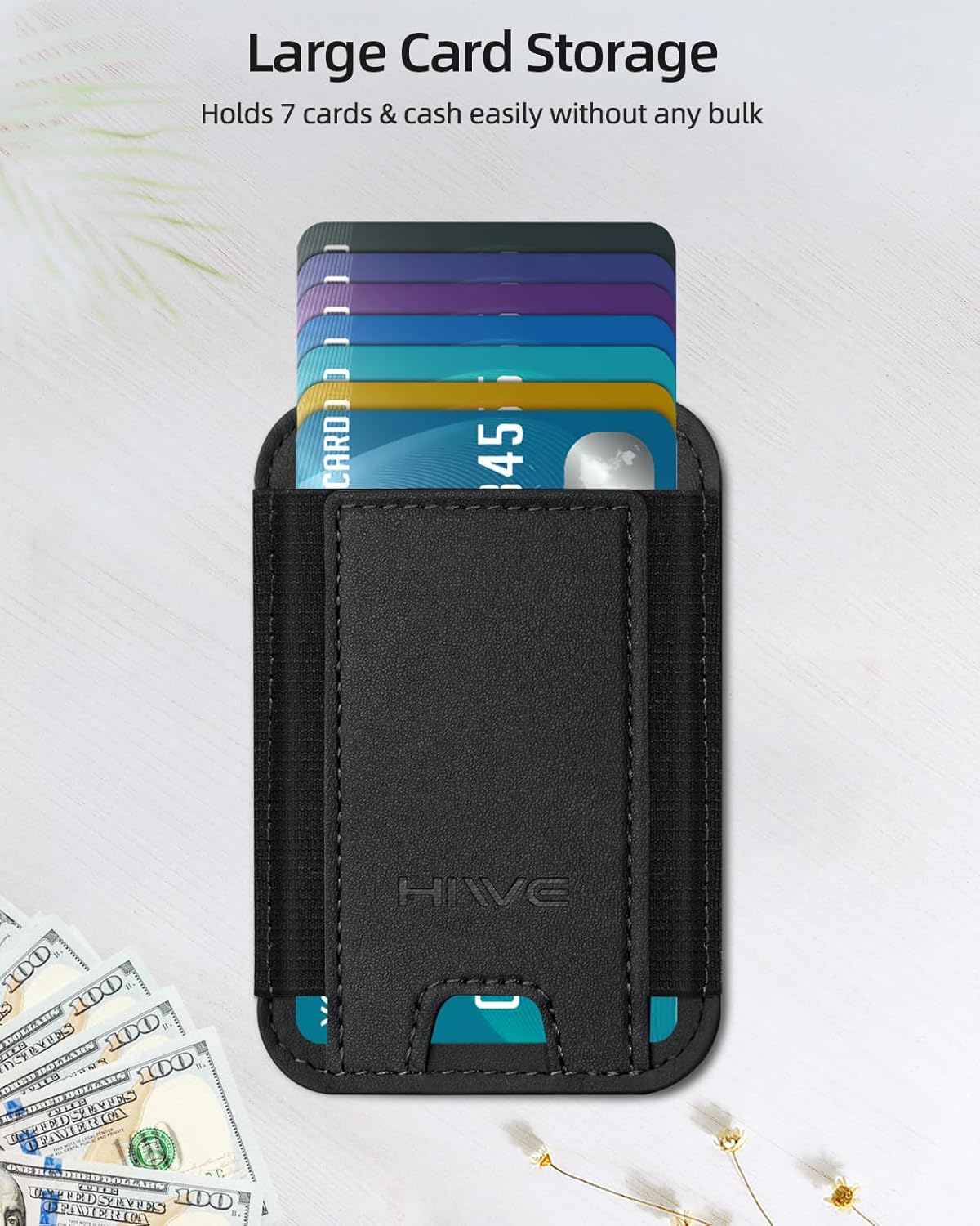 Phone Card Holder, Premium Leather Stick-On Wallet, Strong Adhesive Pocket for iPhone, Samsung & Most Smartphones, Fit