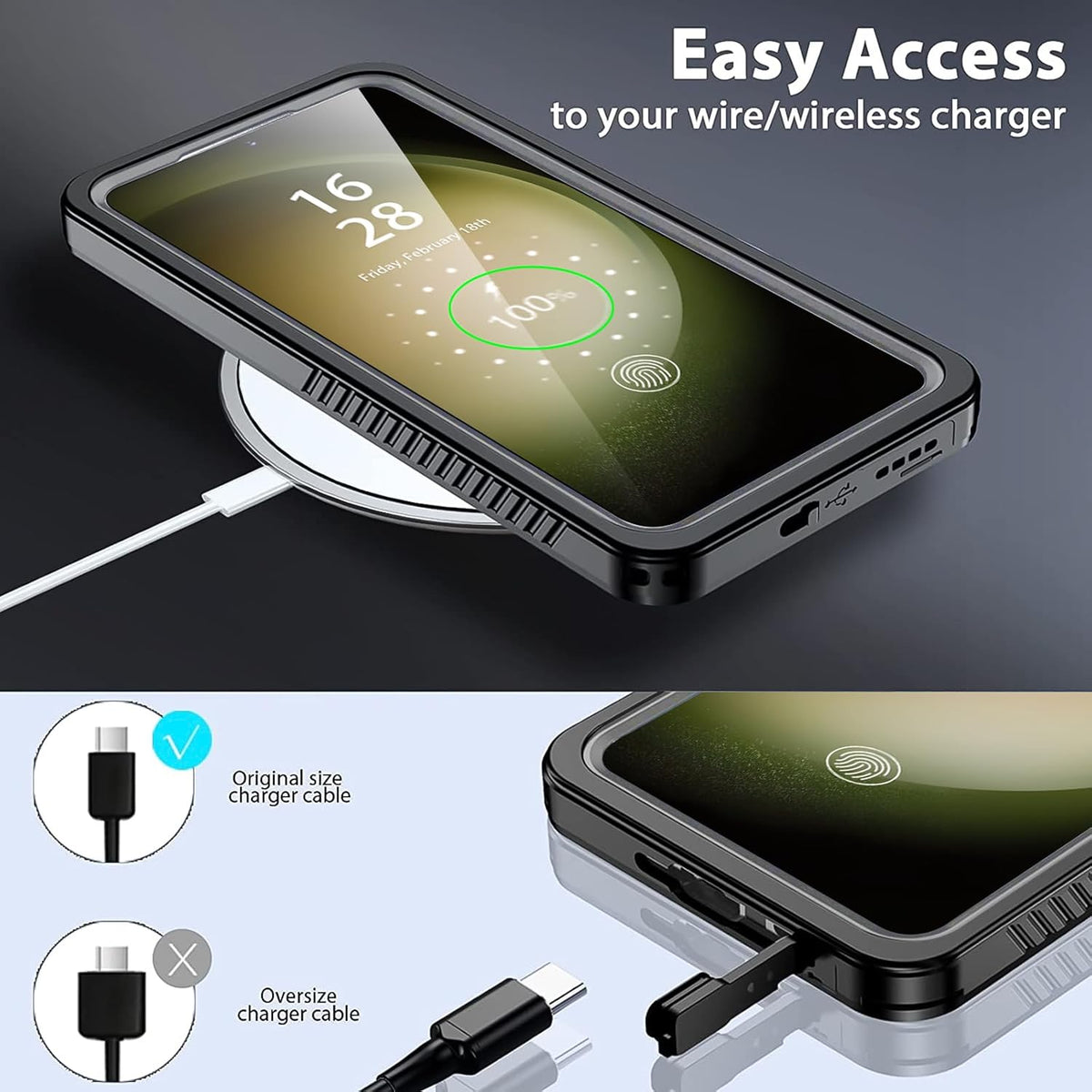GOLDJU for Samsung Galaxy S23 Plus Case, Waterproof with Built-in Screen/Lens Protector, [14FT Military Drop Proof]
