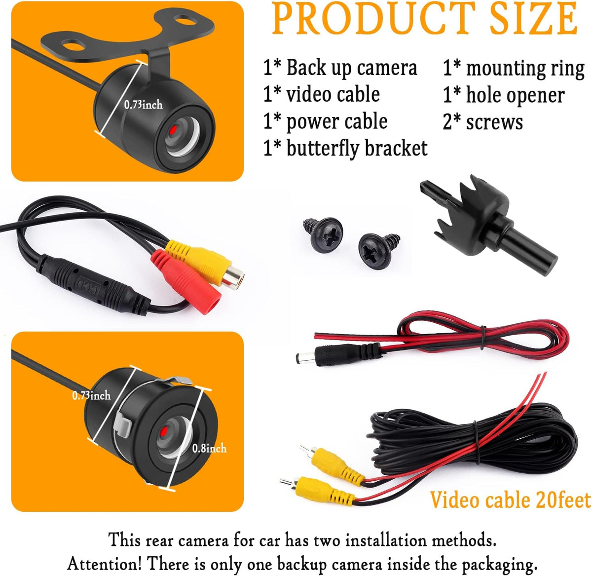 IHOTDER [170Wide Car Reverse Backup Camera - [HD Night Vision] Angle] Front Side Rear View Camera with Dual Purpose