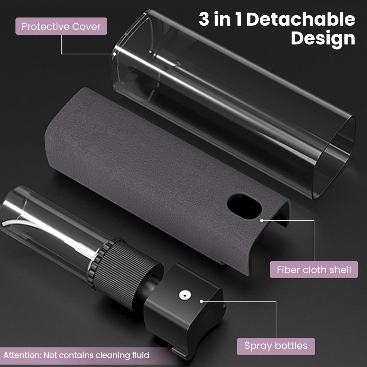 Touchscreen Screen Cleaner, Car, Tablet and Phone Screen Cleaner, Two in One Spray and Microfiber Cloth, Car Accessories for Women Perfect Gifts(Grey)