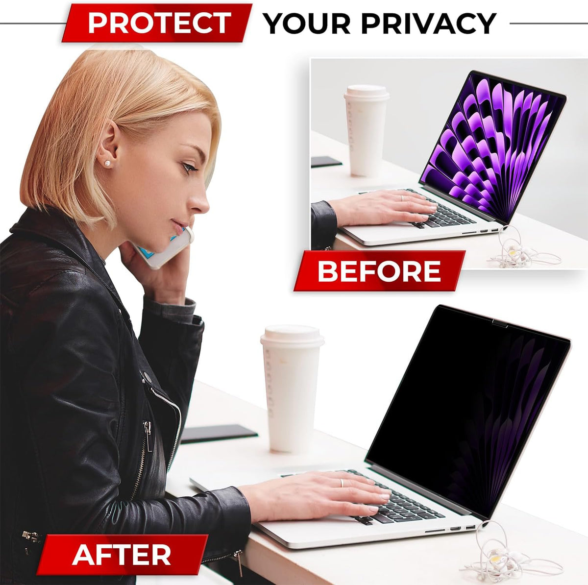 Magnetic Privacy Screen for MacBook Air 15 Inch (2023-2025, M2, M3, M4) Removable Laptop Privacy Filter Shield and Protector