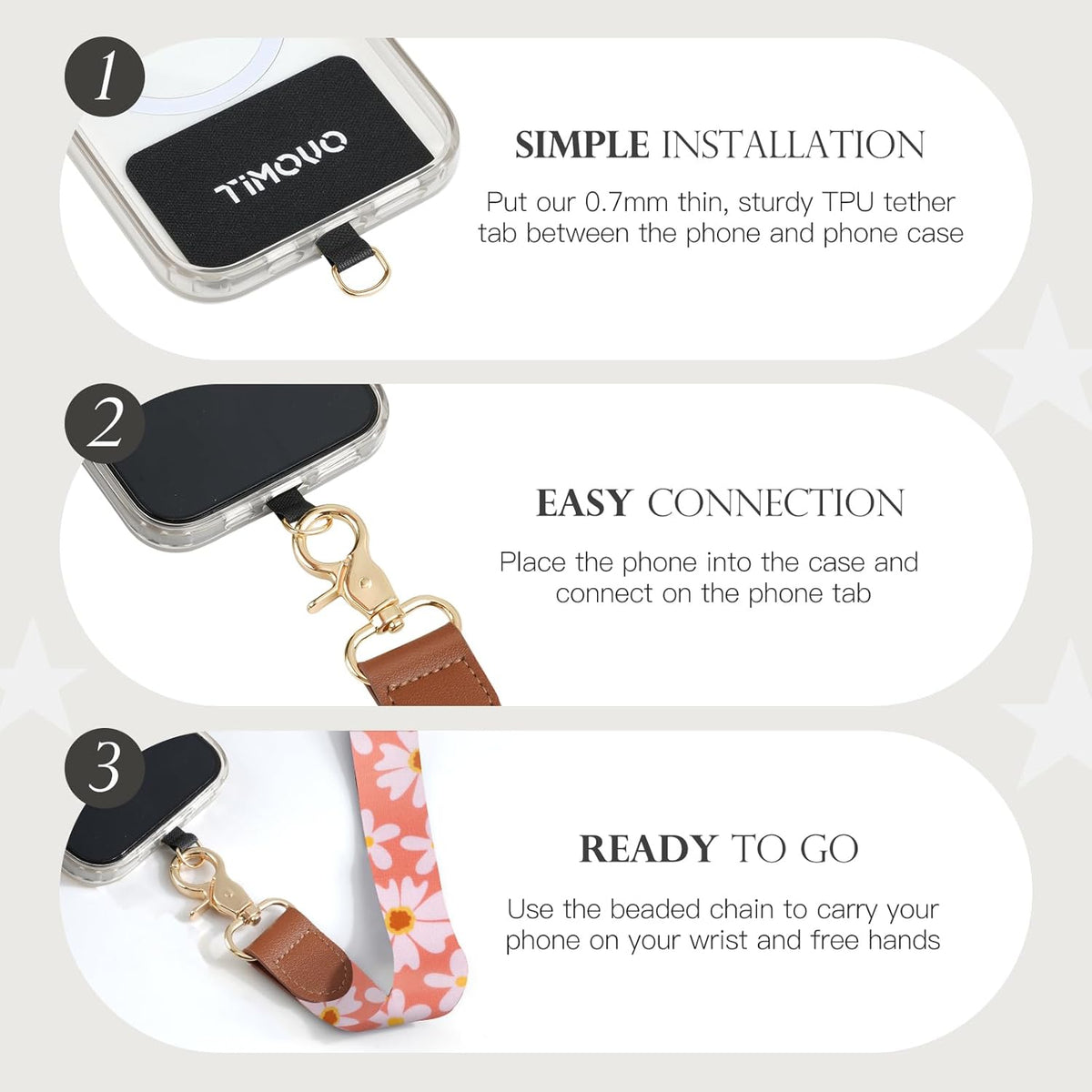 TiMOVO Phone Lanyard Crossbody Wrist Strap, Adjustable Anti-Theft Strap for Smartphone Case