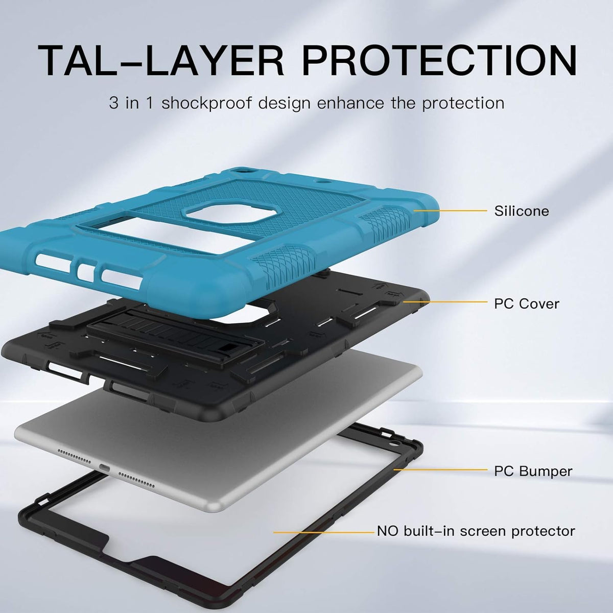 Rantice iPad 9th Generation Case, iPad 8th Generation Case, iPad 7th Generation Case, Hybrid Shockproof Drop Protection Cover with Kickstand for iPad 10.2'' 2021/2020/2019 Released (Steel Blue+Black)