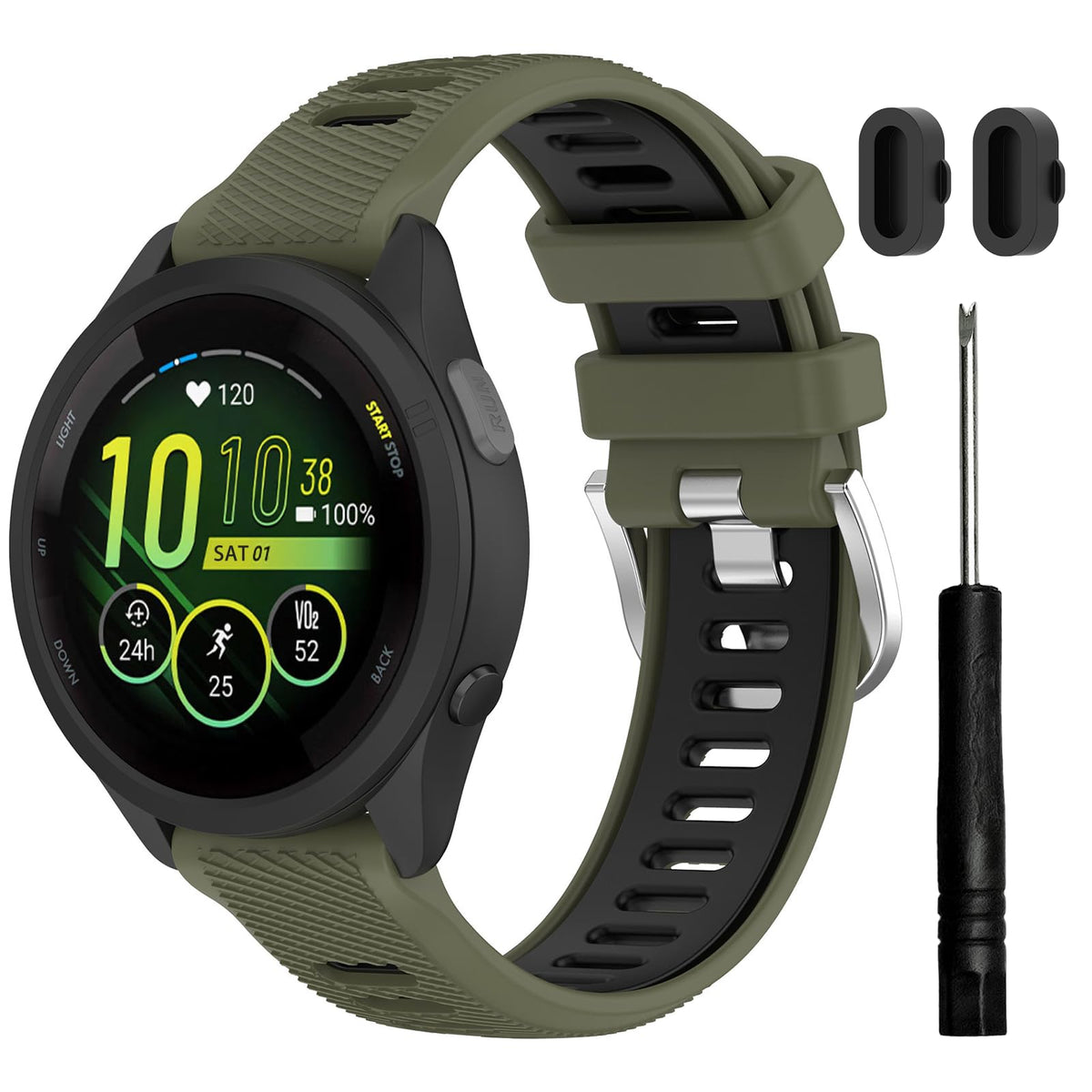 Topperfekt Watch Band For Garmin Forerunner 265S, Soft Silicone Sport Replacement Strap For Forerunner 255S/265S-Music, Venu 2S/