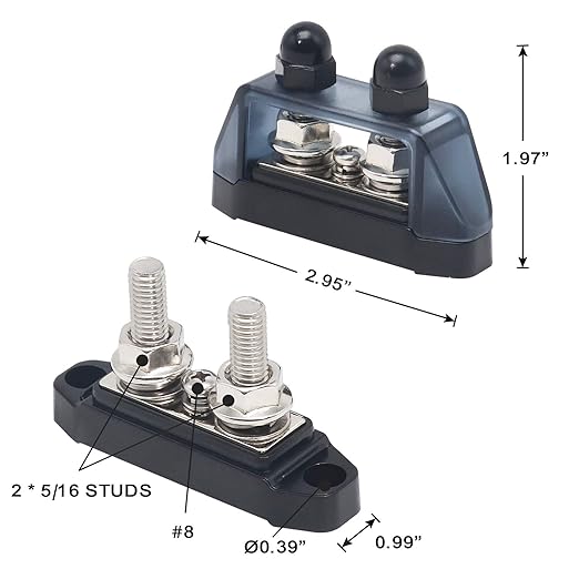 Recoil S2P-516 Busbar Dual Stud #8 Screw Terminal Power Distribution Block