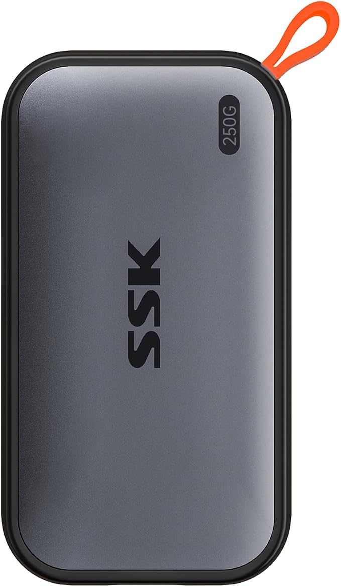 SSK External SSD 250GB USB C SSD External Solid State Drives up to 1050MB/s Portable SSD USB 3.2 Gen2 for iPhone 15/Pro Windows Mac Android Phones and Tablets
