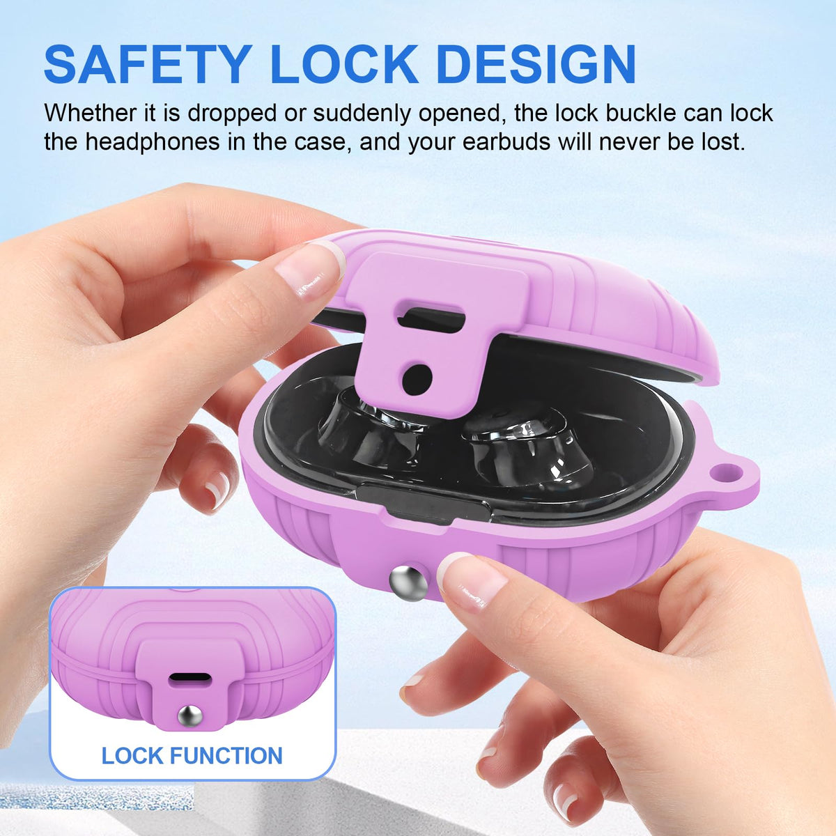 [Lock Buckle] Case Cover Compatible with Anker Soundcore Space A40, Soft Silicone Case for Soundcore Space A40, Shockproof Anti-Scratch Protective