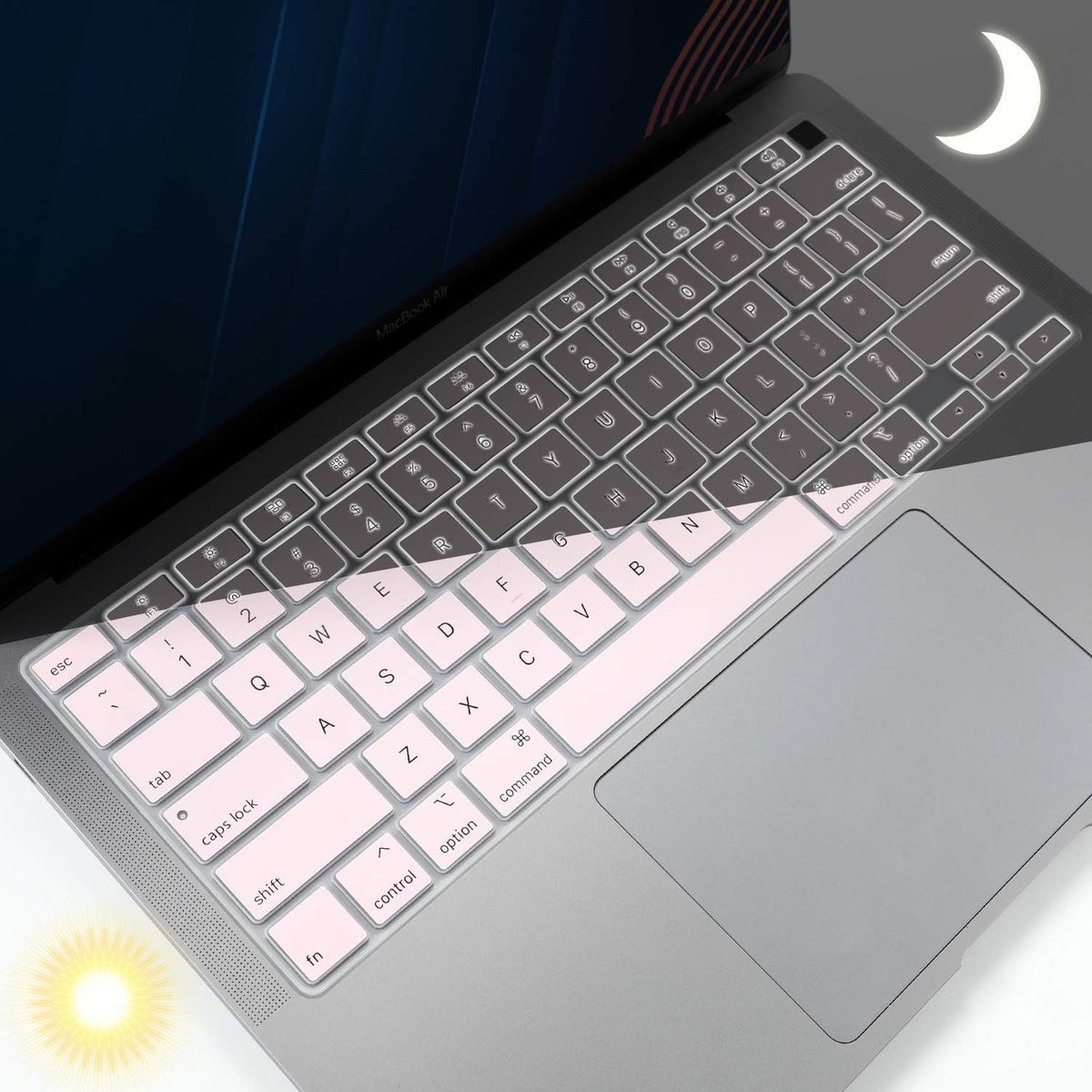 Allinside Silicone Keyboard Cover for New MacBook Air 13 inch A2179 Released in 2020 with Touch ID and Retina Display US Version, Light Pink