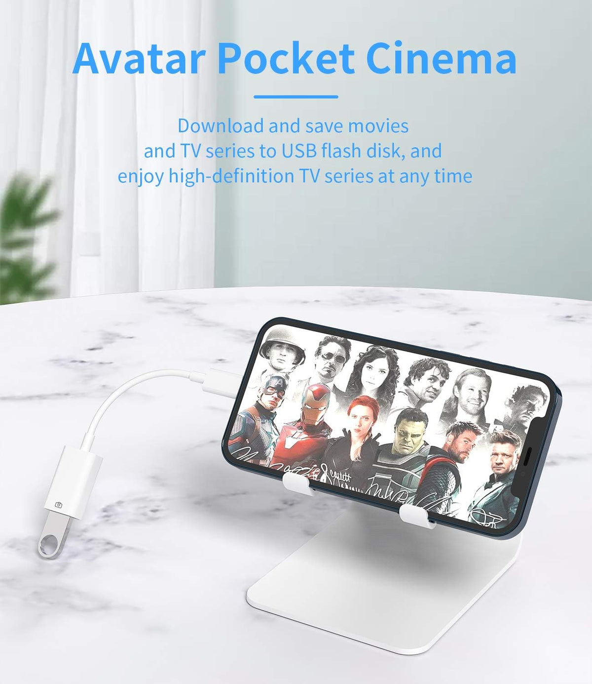 Lightning Male to USB 3.0 Female OTG Adapter for iPhone 11, 12 Pro Max, iPad Air, supports camera, card reader, and