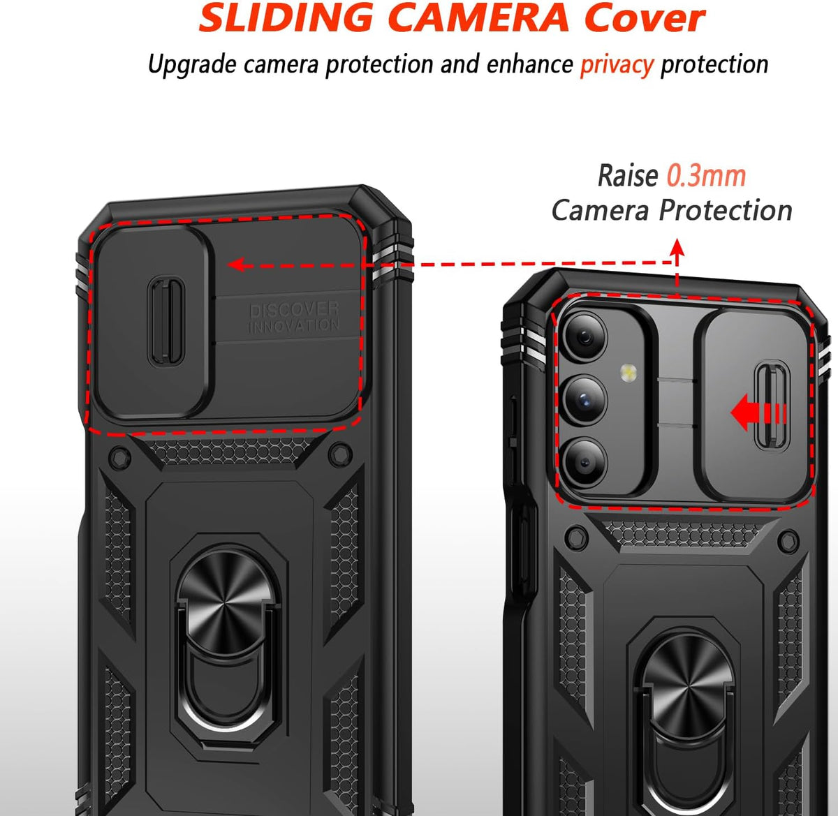 Case for Galaxy A15 5G, Samsung Galaxy A15 Case with Camera Cover & 2 Pcs Screen Protectors, Shockproof Kickstand