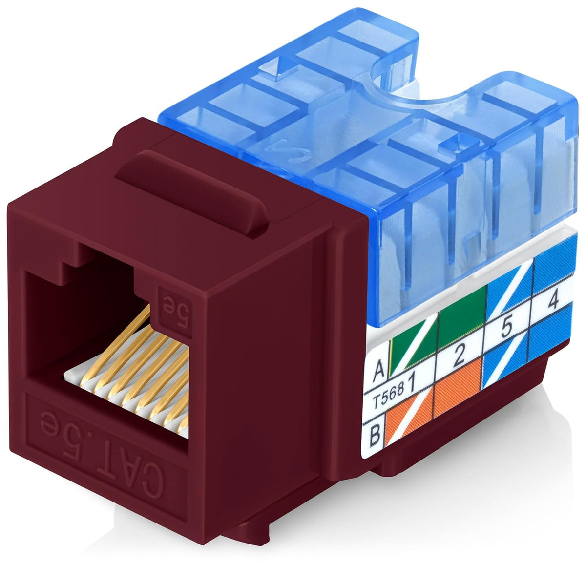 Everest 90° Angled RJ45 Cat5e Keystone Jacks 50-Pack in Red - Slim Profile Female RJ45 Connectors - Cat 5e Keystone Jack - Compatible with 90° Angled Speed Termination Tool - easyJACK (B094WB91H3)