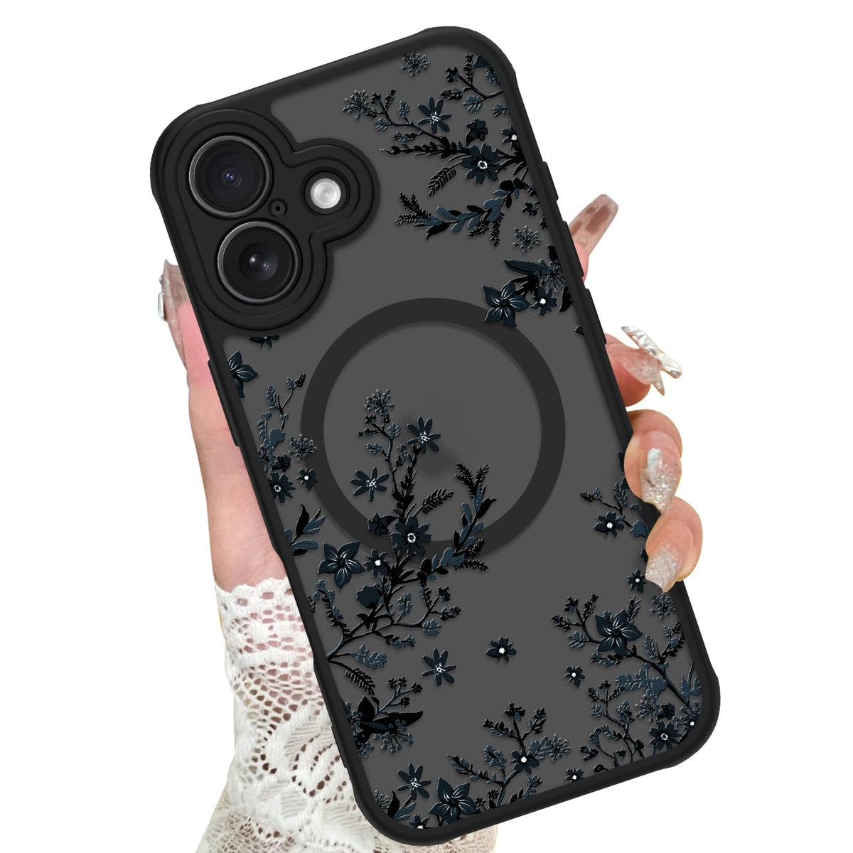 Kanghar Case Compatible With Iphone 17 Florals Pattern [Compatible With Magsafe] Cute Flower Branch Protective Magnetic Case For